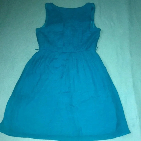 AGB turquoise sleeveless lined midi dress chest pockets button front NEW size M - Picture 2 of 11